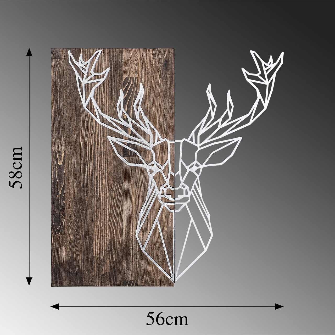 Decoratiune de perete, Deer1, Dimensiune: 56 x 58 cm, Nuc / Argint - imagine 7