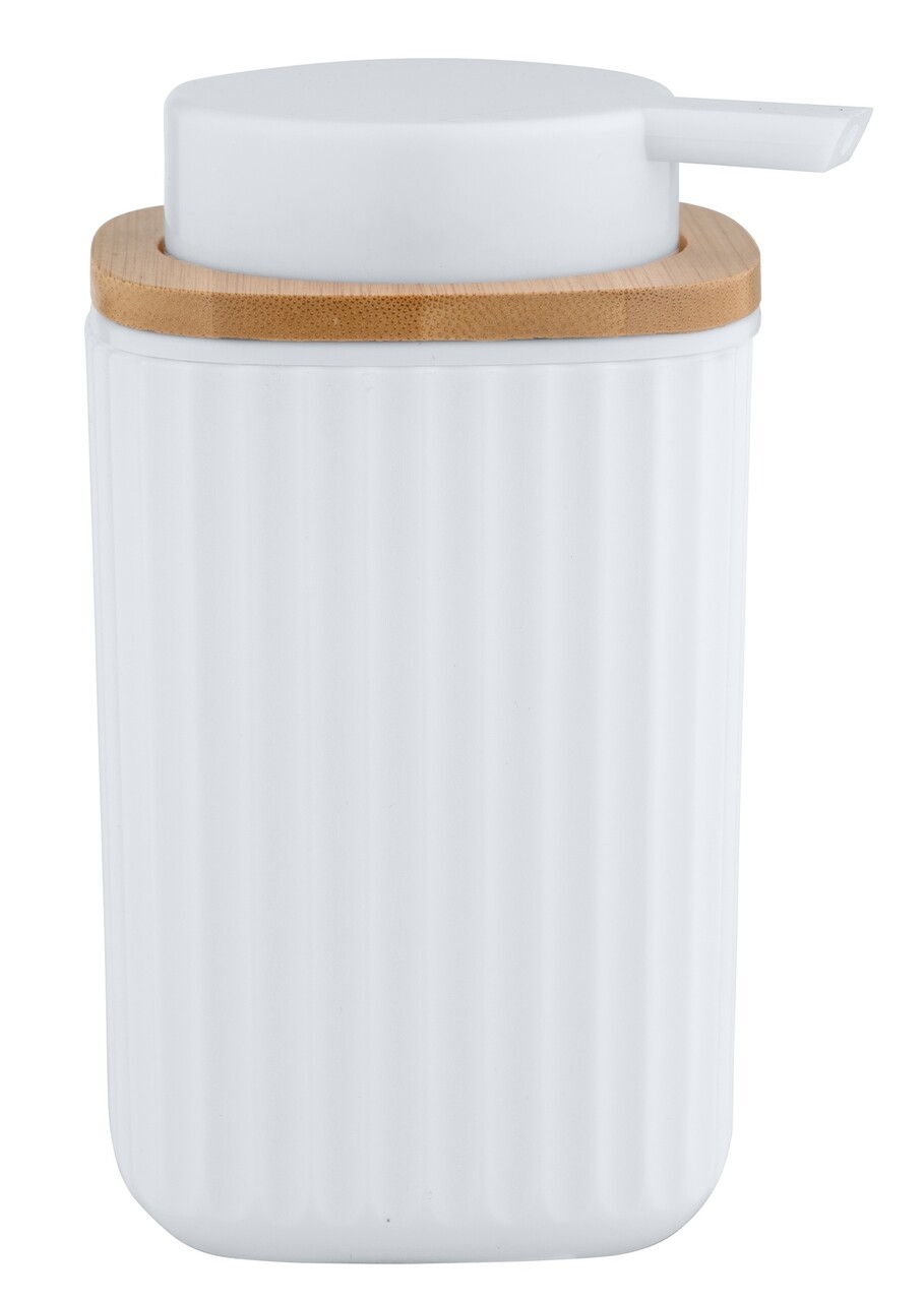 Dozator sapun lichid, Wenko, Rotello, 250 ml, plastic/bambus, alb/maro - 1 | YEO