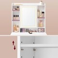 Masa de toaleta cu taburet si oglinda cu LED-uri / masuta dressing, Vasagle, 80s40s137.5 cm, MDF, alb