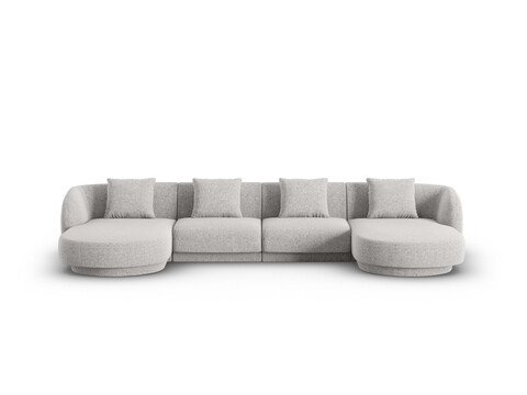 Coltar panoramic 5 locuri, Tulum, Cosmopolitan Design, 330x156x70 cm, tesatura chenille, gri deschis