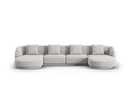 Coltar panoramic 5 locuri, Tulum, Cosmopolitan Design, 330x156x70 cm, tesatura chenille, gri deschis