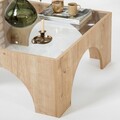Masuta de cafea, Neostill, Seine, 80x35x80 cm, Sticla temperata, Stejar / Transparent