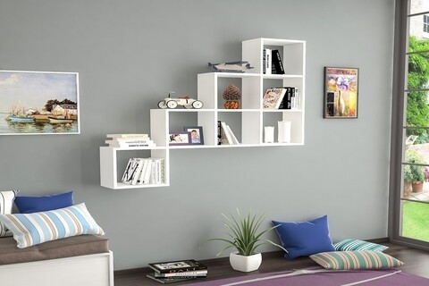 Raft pentru perete Scale Raffline, 125x22x125 cm, alb 125x22x125