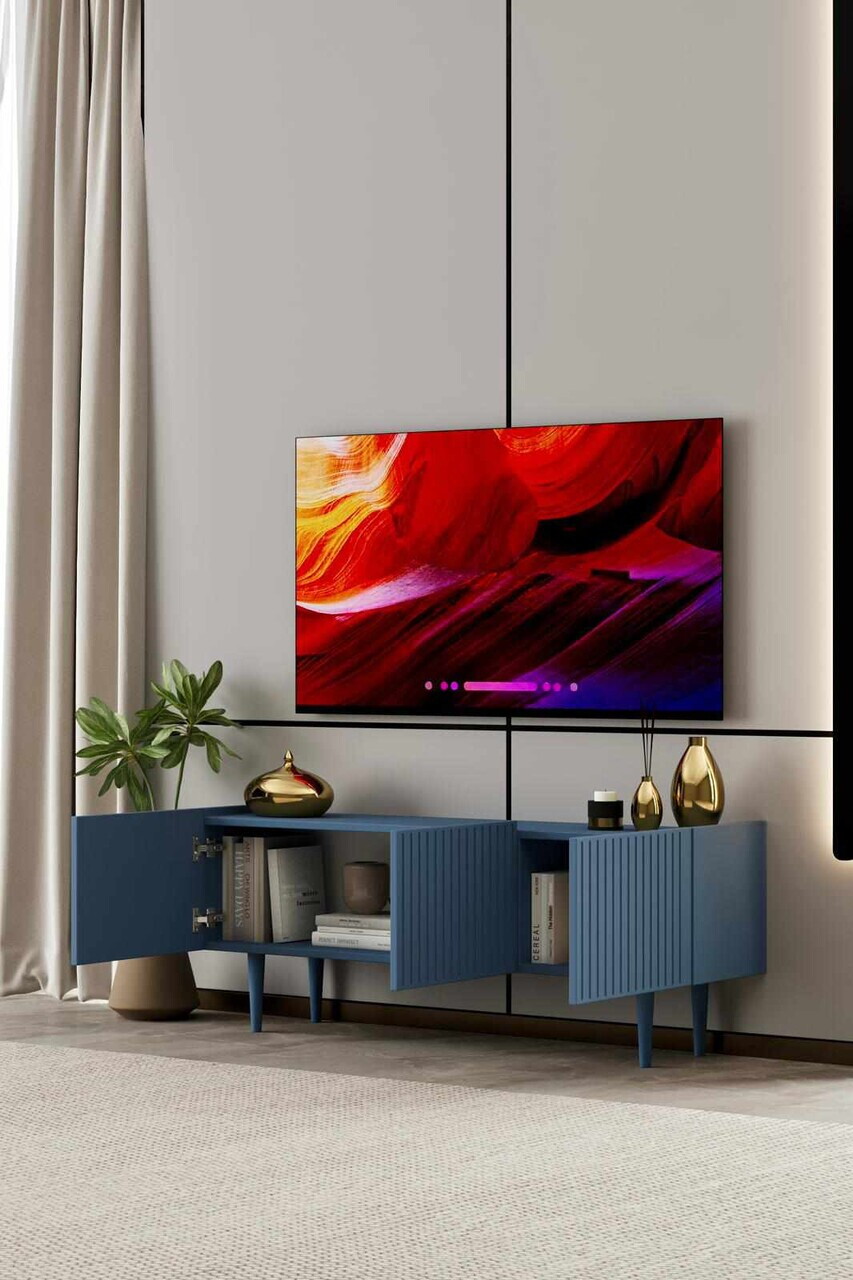 Comoda TV, Hanah Home, Capella 140, 140x50x29 cm, MDF, Albastru - view 3