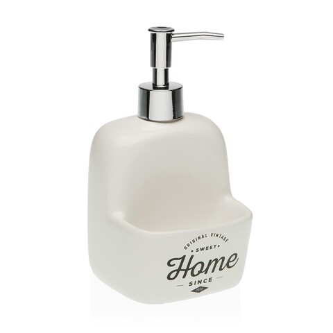 Dozator detergent lichid cu suport burete Home, Versa, 10.5 x 9.4 x 17.8 cm, ceramica 10.5