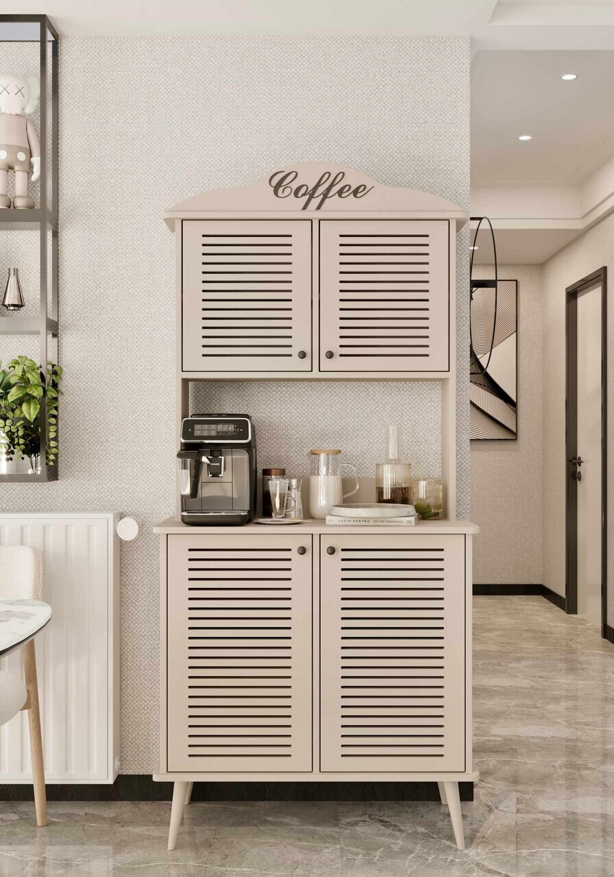 Dulap de bar pentru cafea, Hanah Home, Avior 90, 90x170x40 cm, MDF, Gresie - view 2