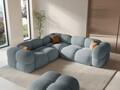 Coltar simetric 4 locuri, Loretto, Cosmopolitan Design, 250x250x68 cm, tesatura structurata, albastru pastel