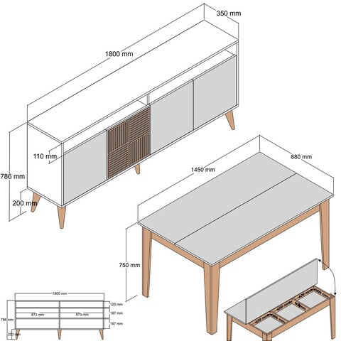 Set mobilier living, Hommy Craft, Milan 523, Nuc / Alb