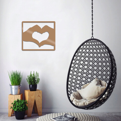 Decoratiune de perete, love2, metal, dimensiune: 50 x 44 cm, cupru
