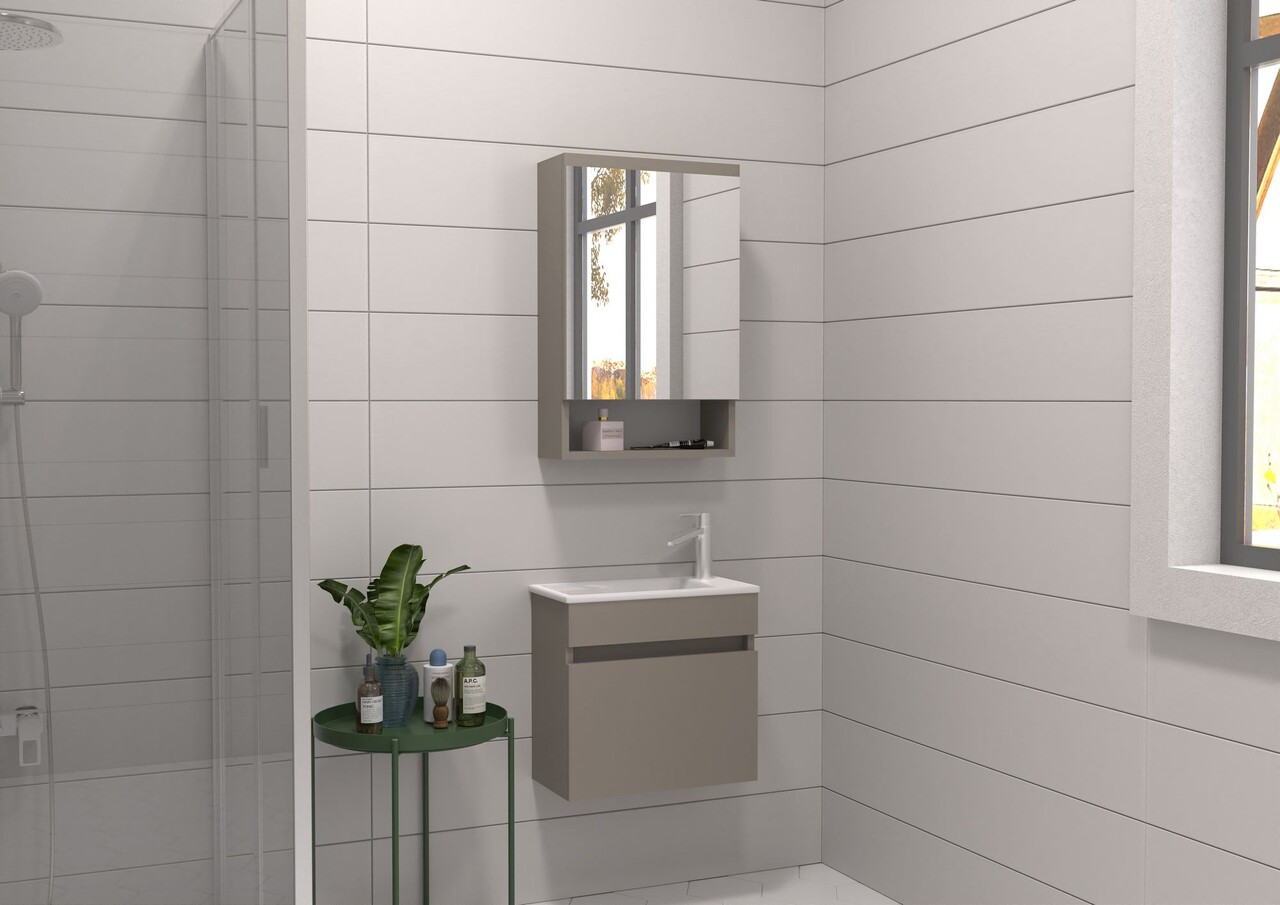 Set mobilier de baie (2 piese), Hanah Home, Pıccolo 50, Latte - view 3