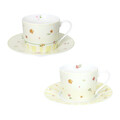 Set 2 cesti cu farfurie pentru ceai, Polline Yellow, Brandani, D15x7 cm, 200 ml, portelan New Bone China
