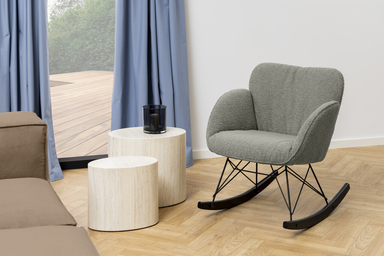 Scaun balansoar Kelsey, Actona, 67.5x90x80 cm, plus teddy/otel, gri maro - view 6