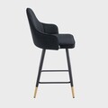 Scaun de bar Nuah Reducido, Homla, 50x45x97 cm, MDF/catifea din poliester, negru
