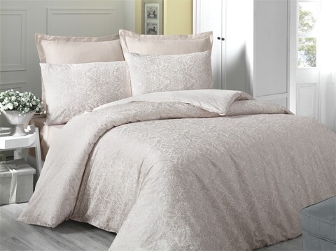 Lenjerie de pat dubla, Victoria, Cream 121VCT43455, 3 piese, bumbac satinat, multicolor 121VCT43455
