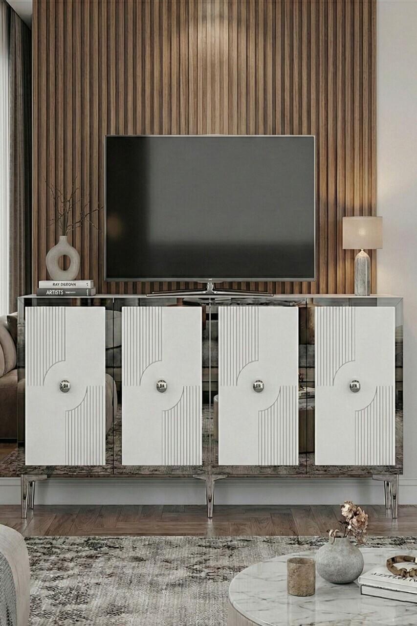 Consola, Hanah Home, Pega 150, 125x75x32 cm, Alb / Argintiu — imaginea 4