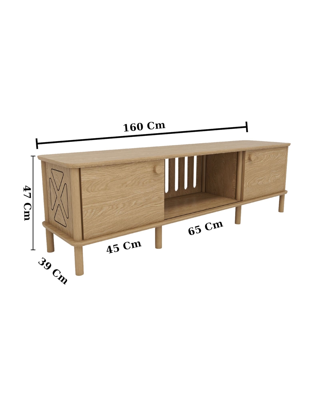 Comoda TV, Hanah Home, Ontano, 160x.47x38 cm, Stejar - view 6