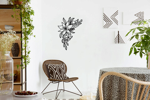 Decoratiune de perete, Flower, Metal, 30 x 50 cm, Negru Ledena