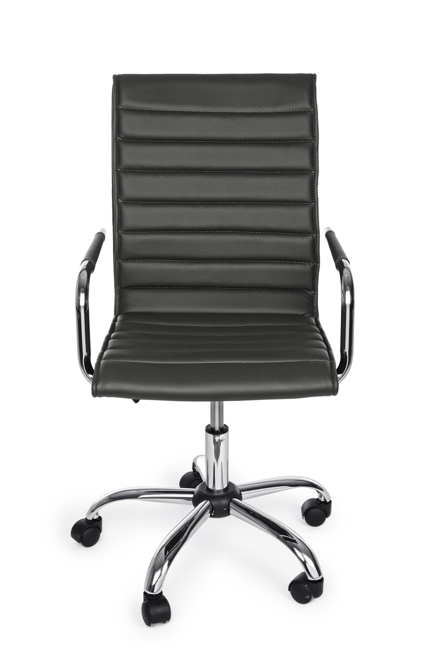 Scaun de birou Perth, Bizzotto, piele ecologica, gri inchis - 2 | YEO