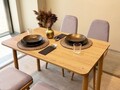 Set masa extensibila si 4 scaune, Vella, Vina Mini 02 0701, PAL, Stejar / Gri Soho