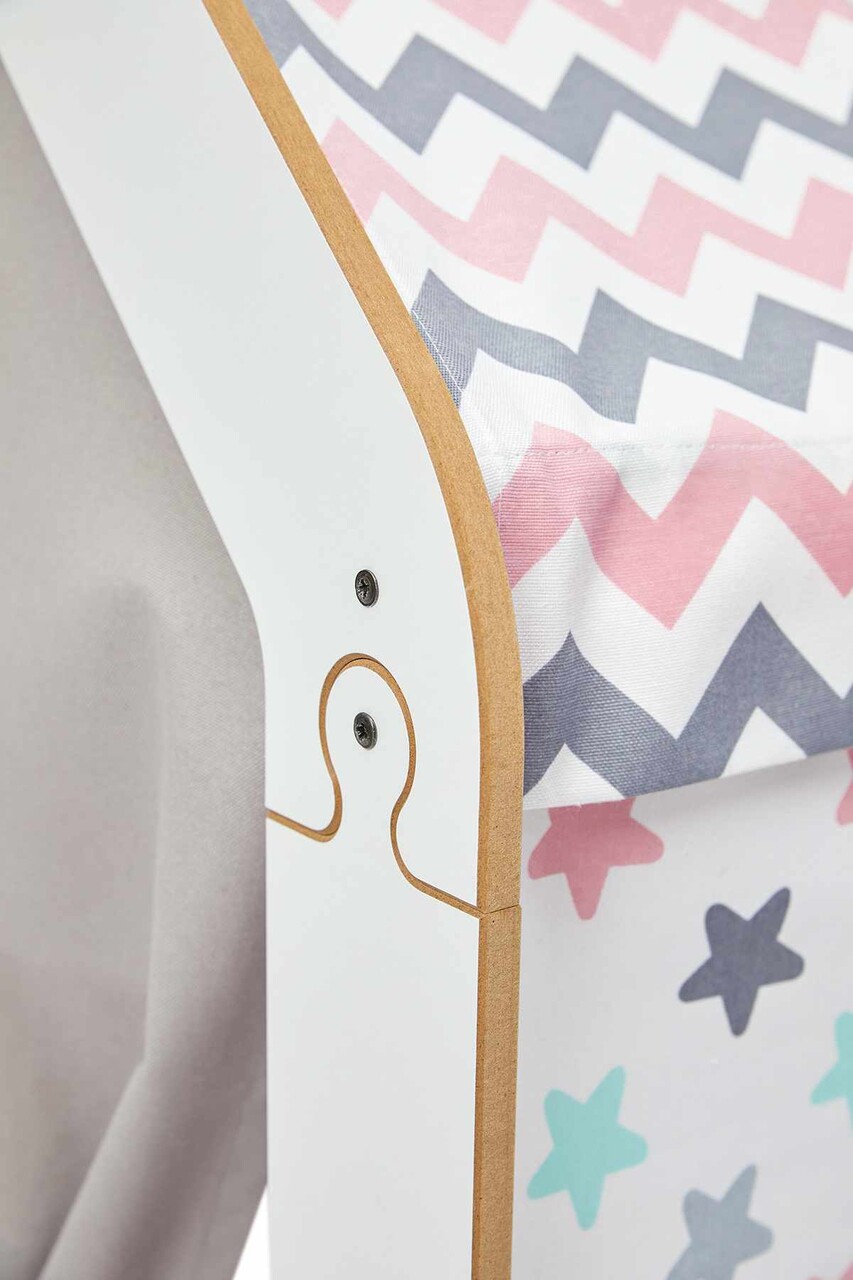 Cort de joaca pentru copii, Hanah Home, Wooden Tent, 95x114x90 cm, Alb/Roz - imagine 4