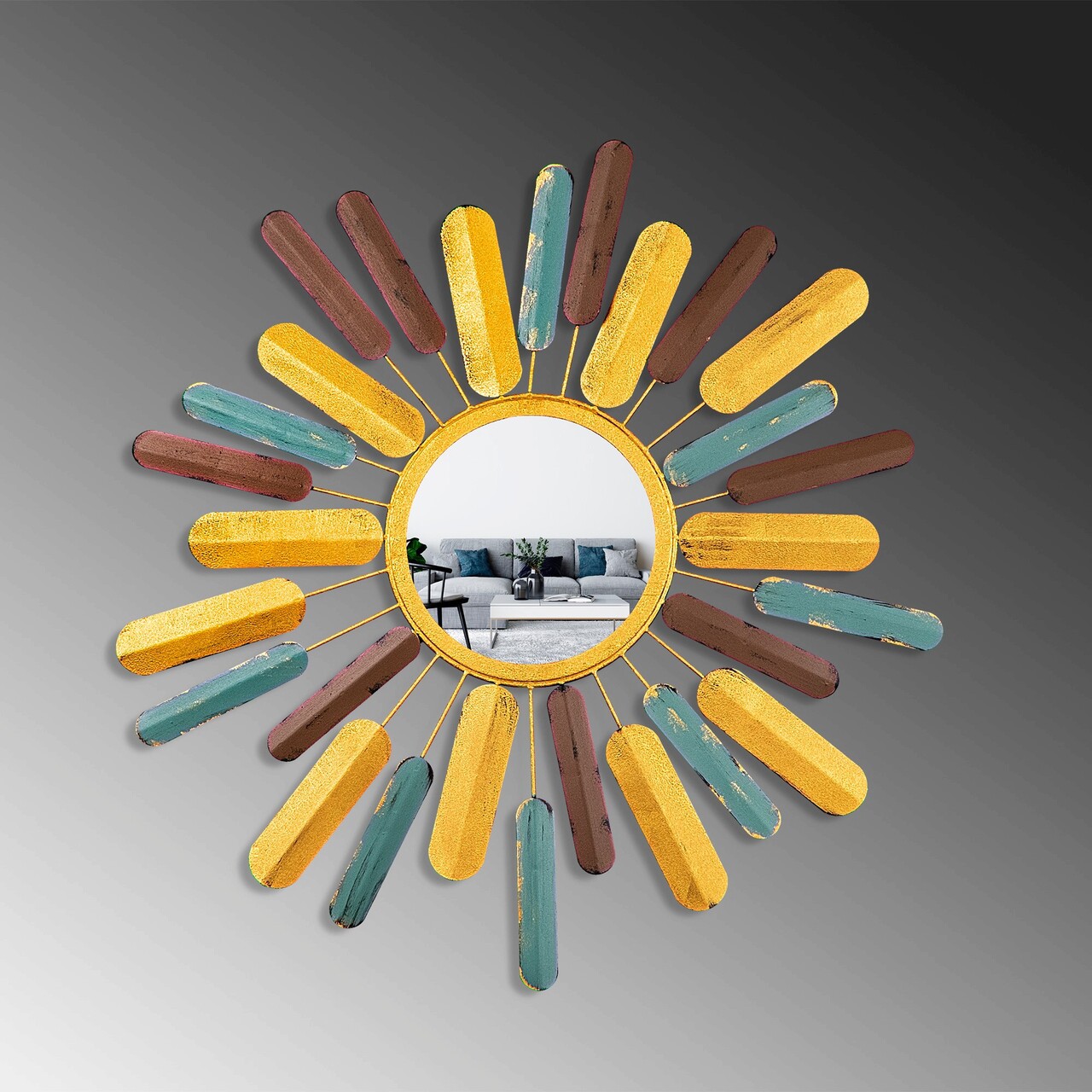 Oglinda decorativa Mirror Sun 2 Dimensiuni: 75 x 75 x 4 cm Multicolor