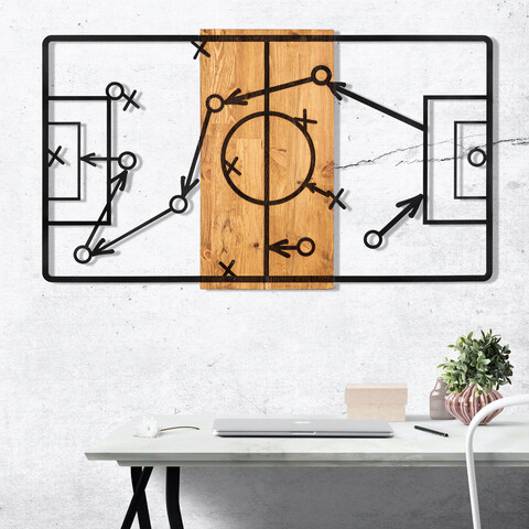 Decoratiune de perete, taktık, metal, cadru: 100% lemn (grosime: 3 cm), nuc negru
