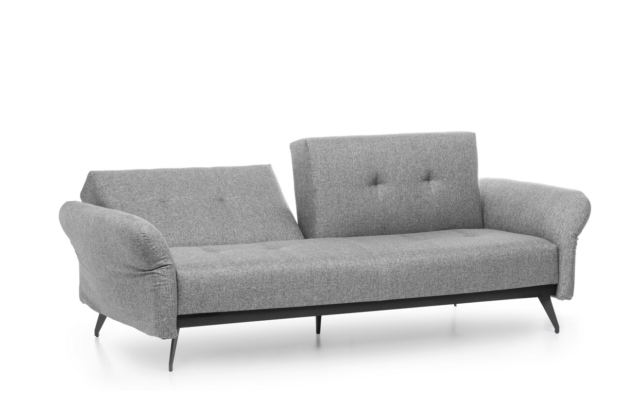 Canapea Extensibila Ron Sofabed, Futon, 3 Locuri, 190x125 Cm, Metal, Gri