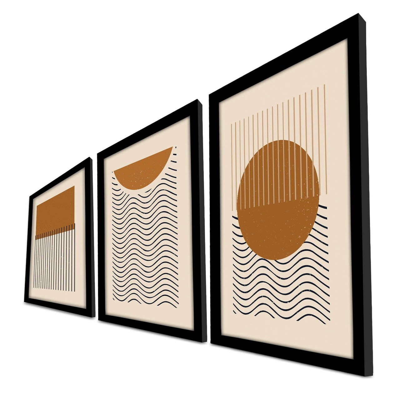 Set 3 tablouri decorative, 3P3853NISCT-004, Lemn, Maro / Bej / Negru - view 3
