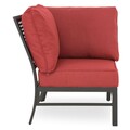 Set mobilier gradina/terasa, 4 piese, Braxton, otel, negru/rosu