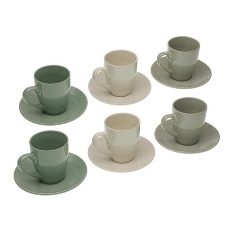 Set 6 cesti cu farfurie pentru ceai Mara, Versa, 9.2 x 8.6 x 6.4 cm, ceramica
