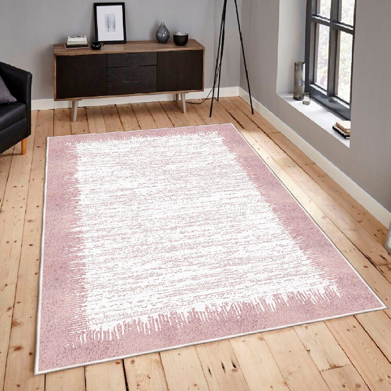Covor, Woosonıl077, 80x300 cm, Crem / Roz — imaginea 2
