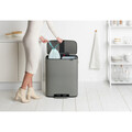 Cos de gunoi cu pedala, Brabantia, Bo Pedal, 2x30 L, 36.3x54.1x65.2 cm, otel, gri