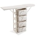 Masa de calcat pliabila cu spatiu de depozitare Versa, cu 4 cosuri, 110x30x85 cm, lemn