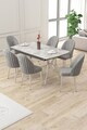 Set masa extensibila si scaune (7 piese), Hanah Home, Sim, Gri/Crom