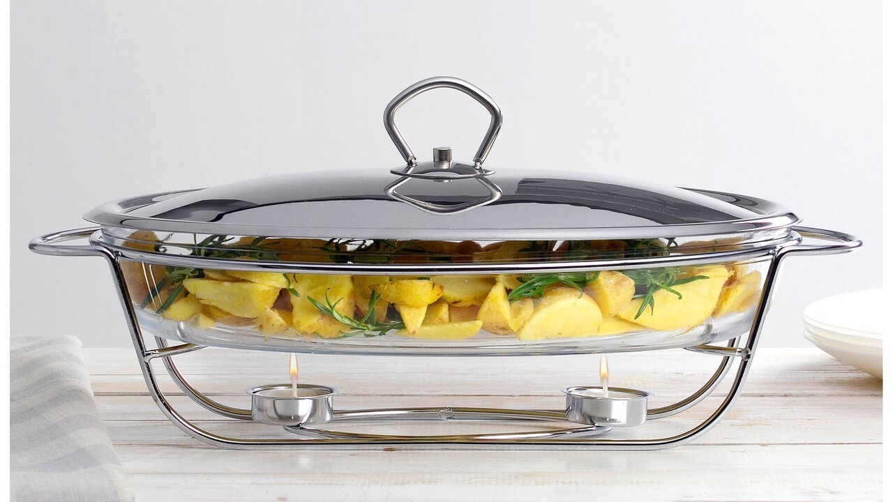 Chafing Dish / Vas Termorezistent Cu Incalzitor Helios, Ambition, 3 L, Sticla