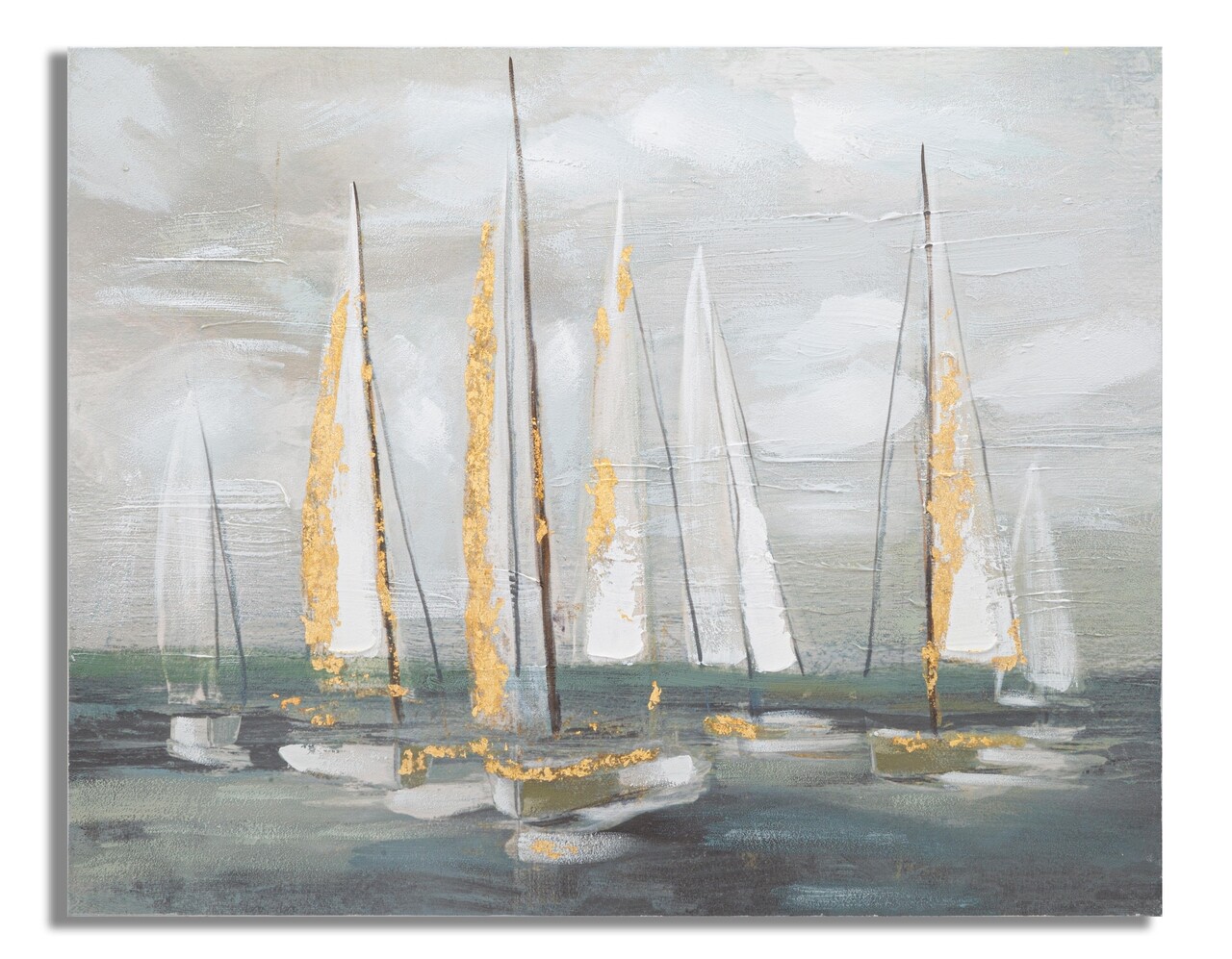 Tablou decorativ Gold Boat, Mauro Ferretti, 100x80 cm, canvas pictat manual, multicolor