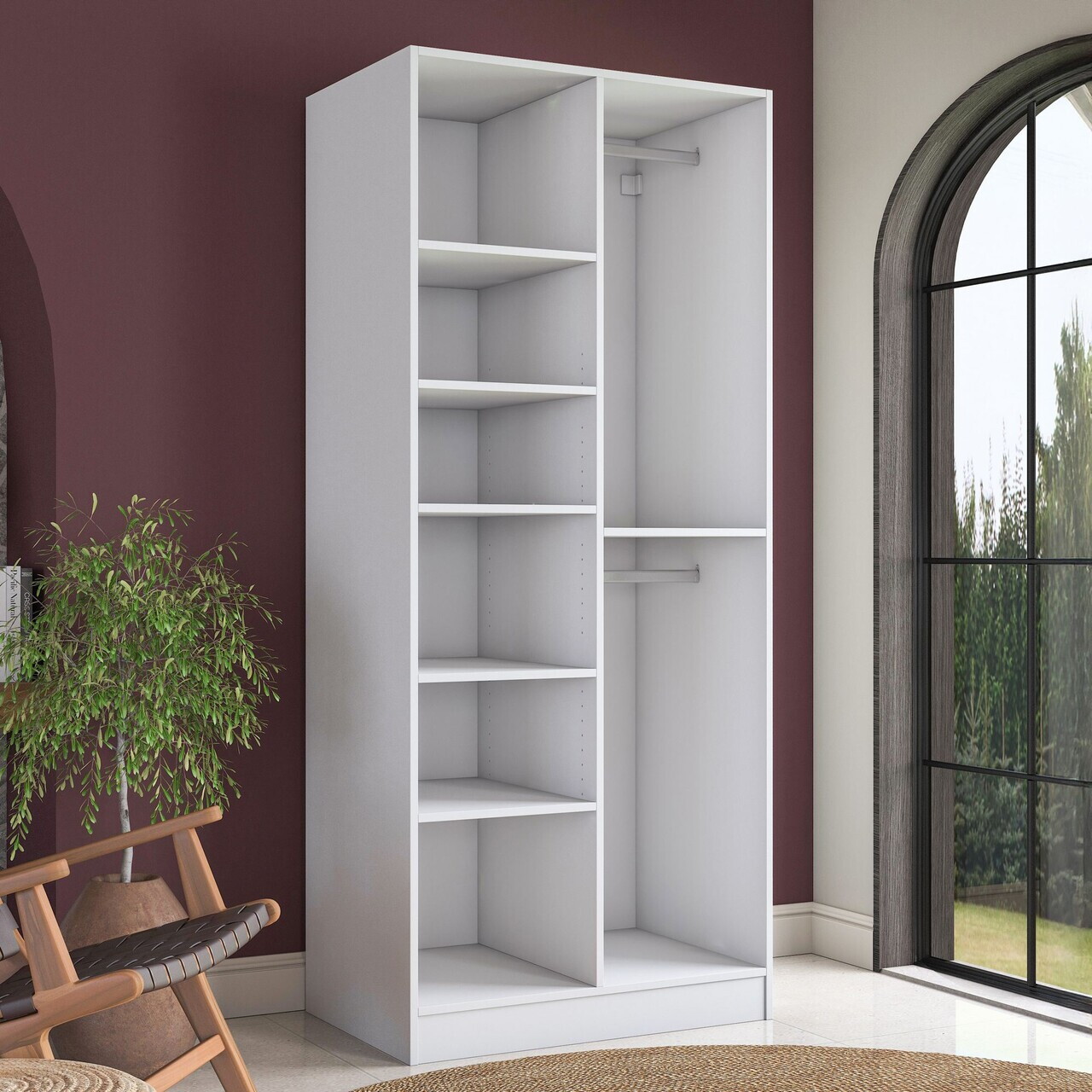 Dulap pentru haine, Hanah Home, BA221, 90x210x57.5 cm, PAL melaminat, Alb - view 7