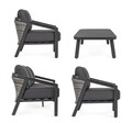 Set mobilier pentru gradina/terasa 4 piese Cordova, Bizzotto, fibra sintetica/tesatura ofelin, gri carbune