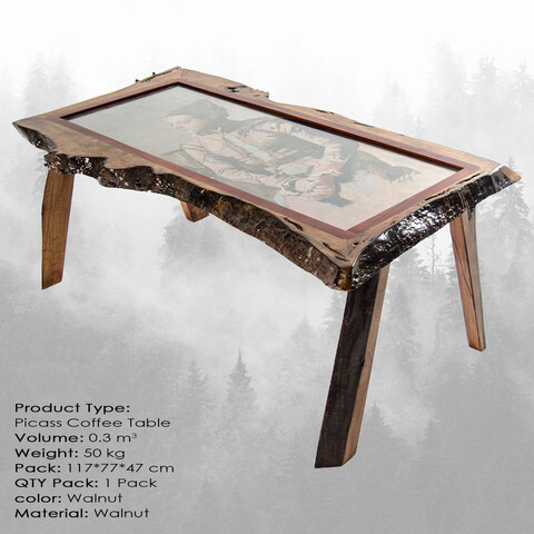 Masuta de cafea, massive design, picass, 115x45x75 cm, nuc
