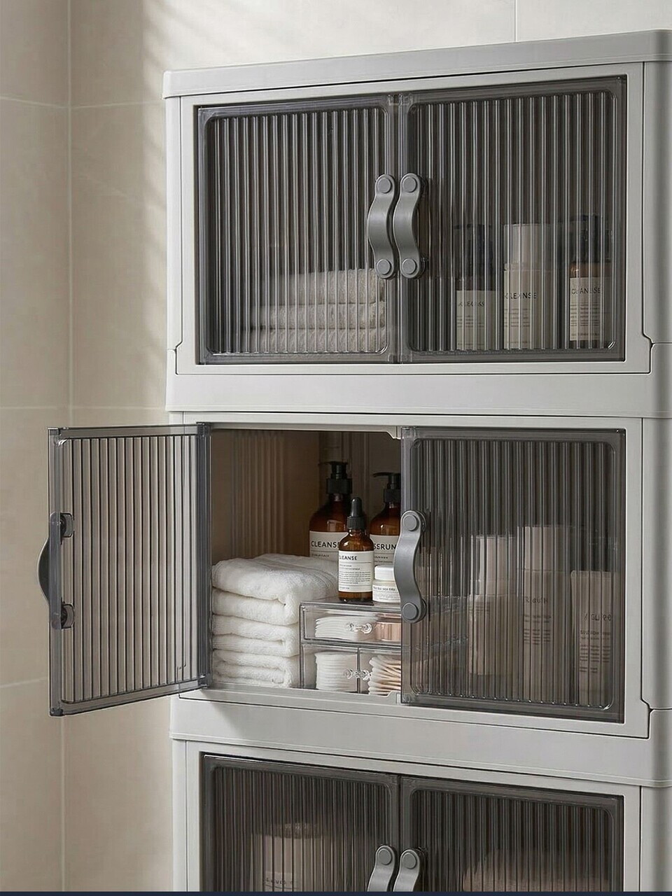 Dulap multifunctional, Hanah Home, Lavine 127, 56x127x56 cm, PLASTIC, Antracit — imaginea 6
