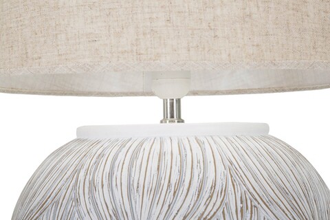 Lampa de masa, Atene, Mauro Ferretti, 1 x E27, 40W, Ø38 x 59 cm, polirasina/fier/textil, alb antic/maro