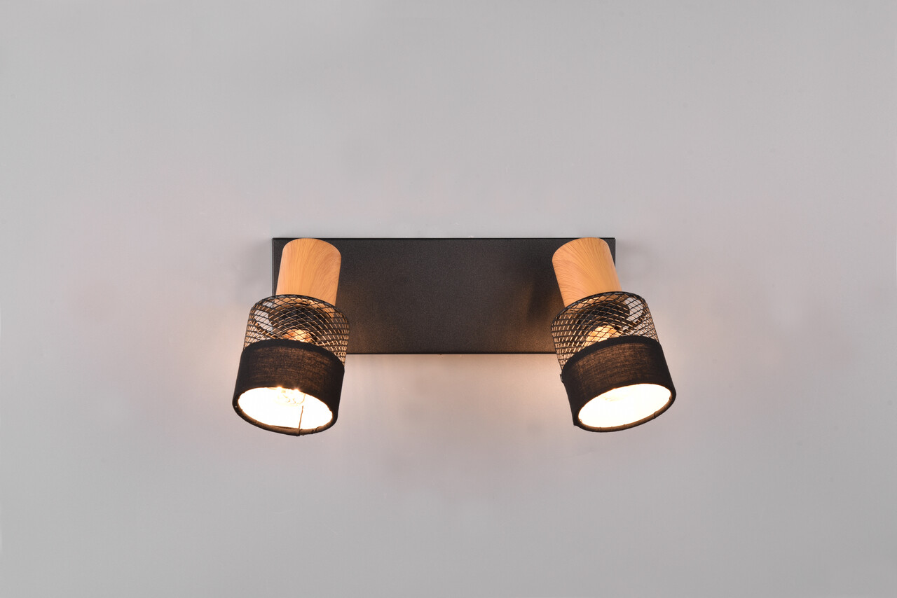 Plafoniera Nandini, TRIO, 38.5x8.5x17 cm, 10W, 2x E14, metal, negru mat/natur - view 3
