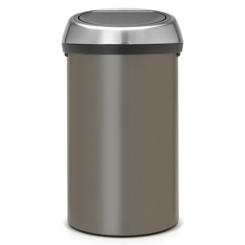 Cos de gunoi cu soft touch, Brabantia, Touch Platinum, 60 L, 40x40x71 cm, otel, gri inchis