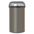Cos de gunoi cu soft touch, Brabantia, Touch Platinum, 60 L, 40x40x71 cm, otel, gri inchis