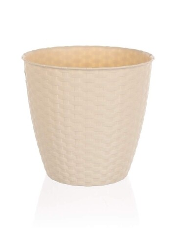 Ghiveci, Rattan Creamy, Vetro-Plus, 24x22.5 cm, plastic, crem