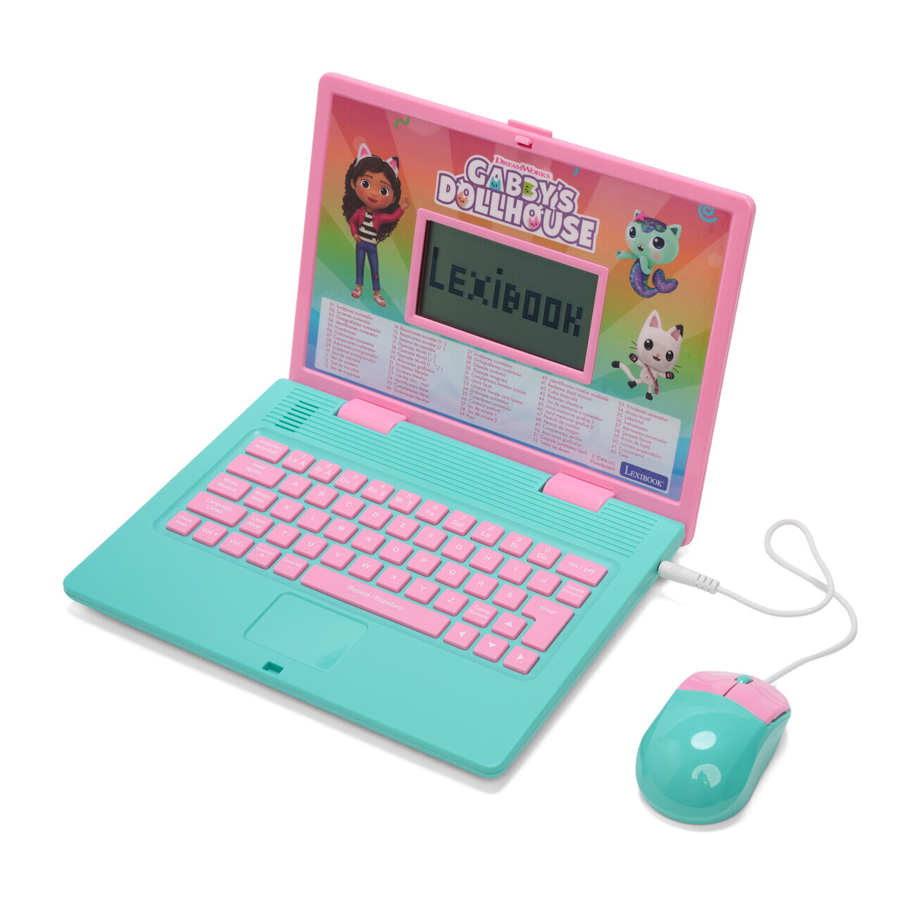 Laptop educational bilingv Ro/En pentru copii Gabby, LEXIBOOK, 5.1x9.7 cm, roz/verde - imagine 2
