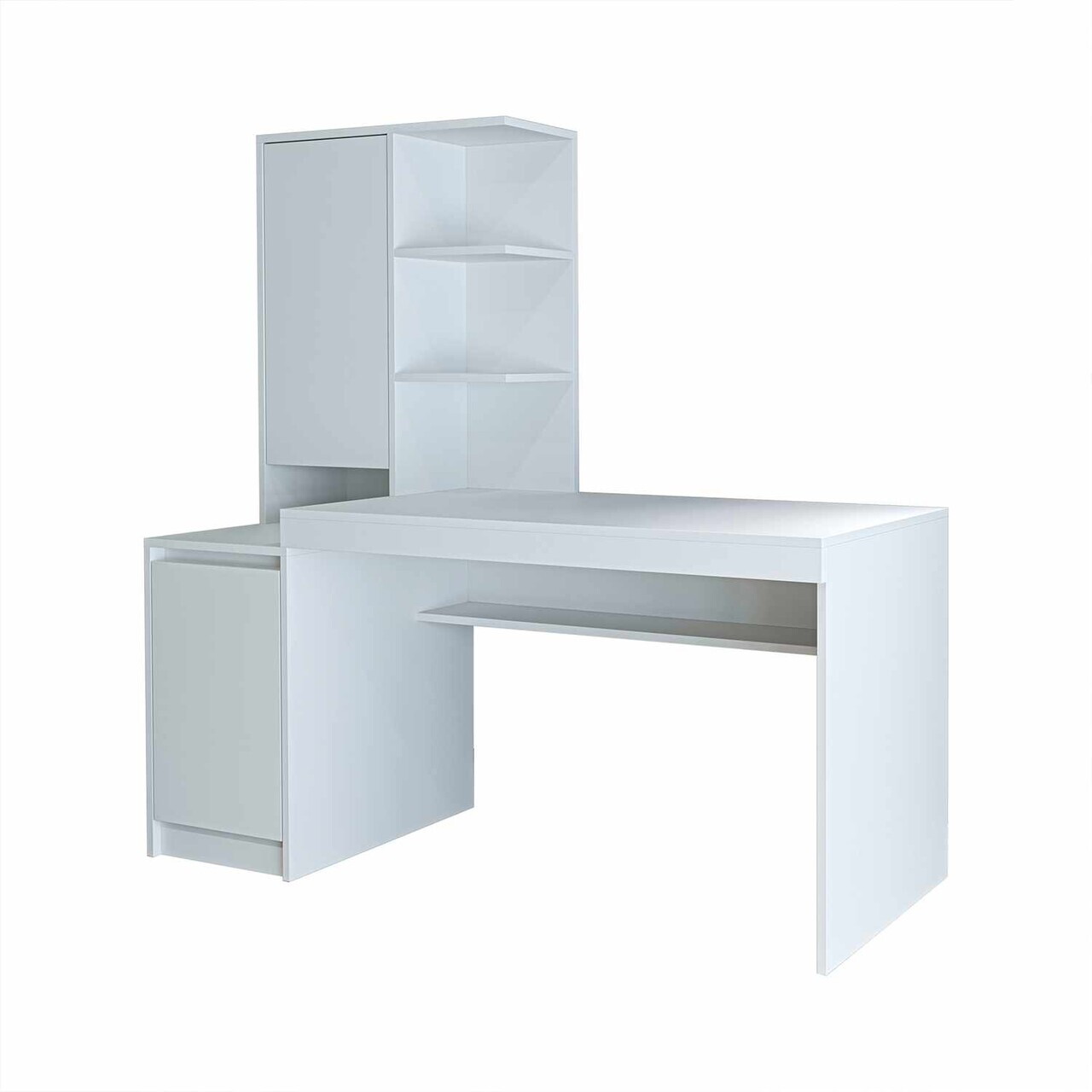 Birou, Hanah Home, Nora Left, 160x157.8x60 cm, PAL, Alb — imaginea 6