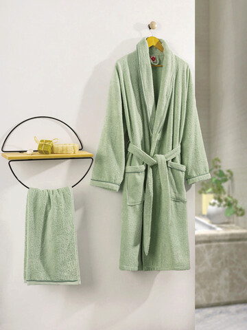 Set halate de baie, cotton box, deluxe, bumbac, verde