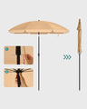 Umbrela pentru terasa, gradina, plaja Songmics, D160 cm, protectie solara UPF 50+, maro