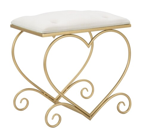 Taburet Heart, Mauro Ferretti, 50×37.5×51.5 cm, catifea, crem Mauro Ferretti